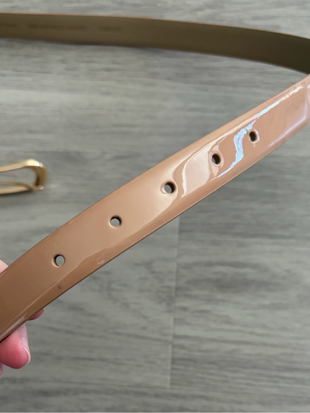 NWT Ann Taylor Patent Belt in Sandblast/Nude Size Large